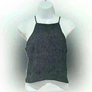 5 for $25| Kendall and Kylie racer crochet overlay black cropped top size small